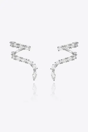 Snake Earrings Zircon 925 Sterling Silver Earrings