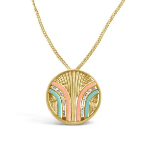 South Beach Coin Necklace - Coral/Mint
