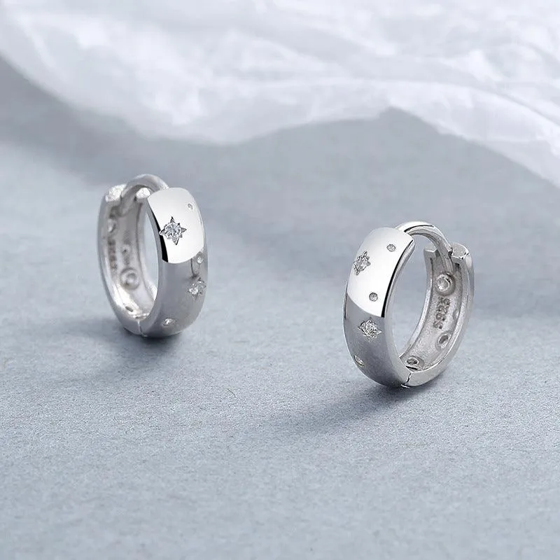 Sterling Silver Asterism Zircon Earrings