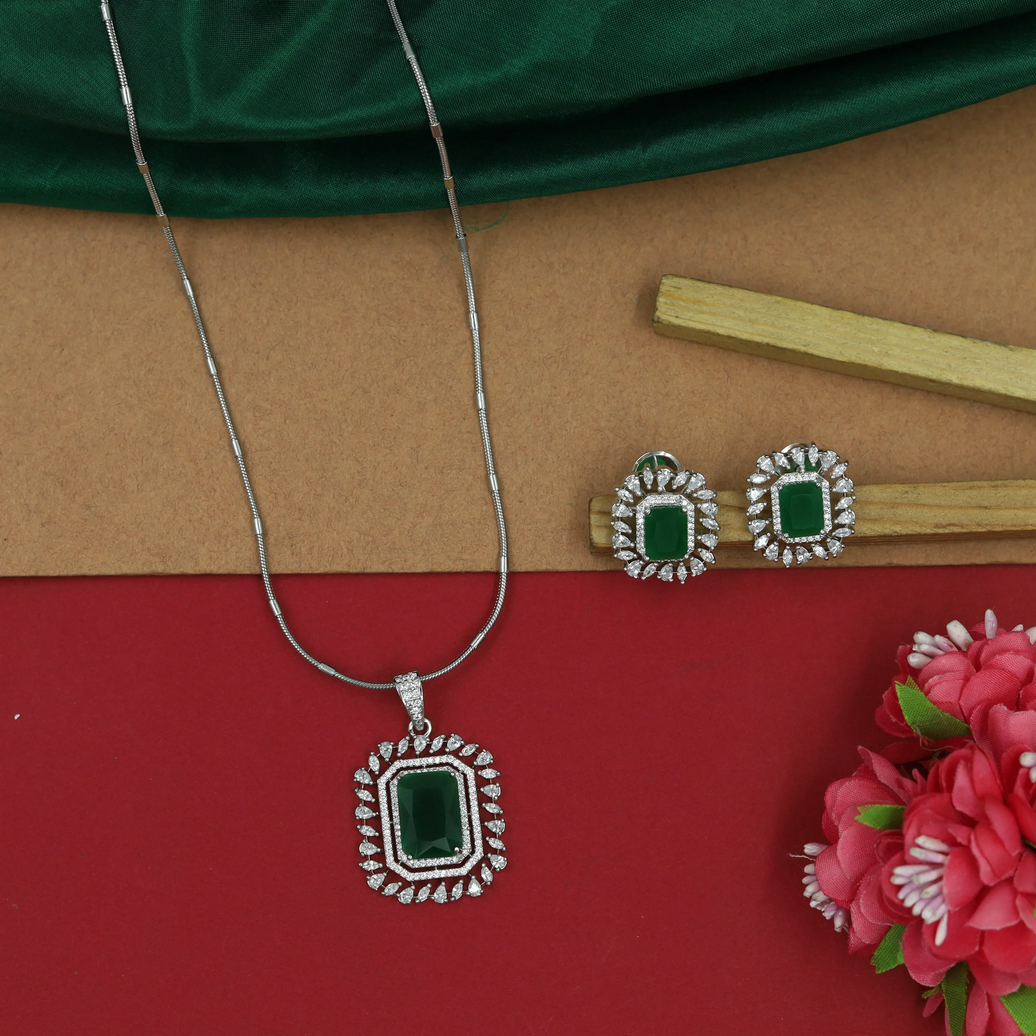 Stylish Zircon/AD Pendant Set 16401-69
