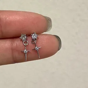 TAVIMART  -  Mini Crystal Zircon Earrings Sweet Needle Unisex Ear Stud Pendant Cross Star Earbone Jewelry Cool Cute Punk Grunge Jewelry