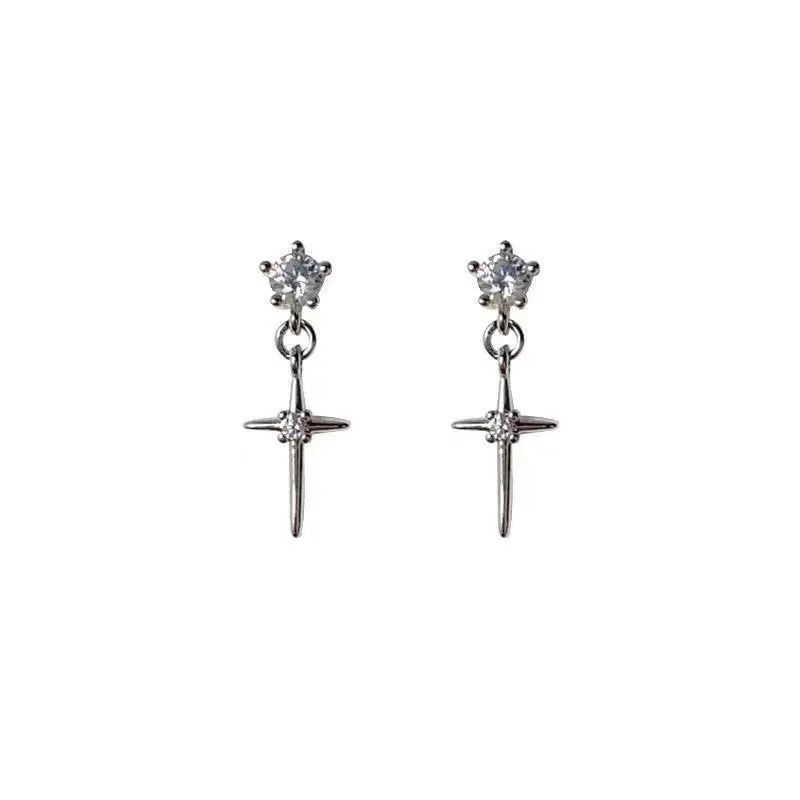 TAVIMART  -  Mini Crystal Zircon Earrings Sweet Needle Unisex Ear Stud Pendant Cross Star Earbone Jewelry Cool Cute Punk Grunge Jewelry