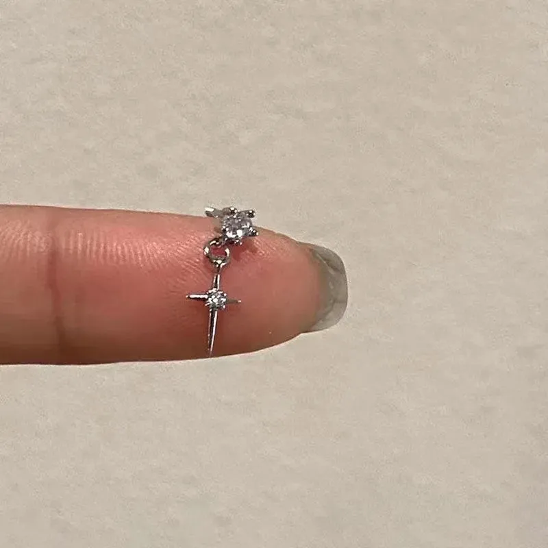 TAVIMART  -  Mini Crystal Zircon Earrings Sweet Needle Unisex Ear Stud Pendant Cross Star Earbone Jewelry Cool Cute Punk Grunge Jewelry