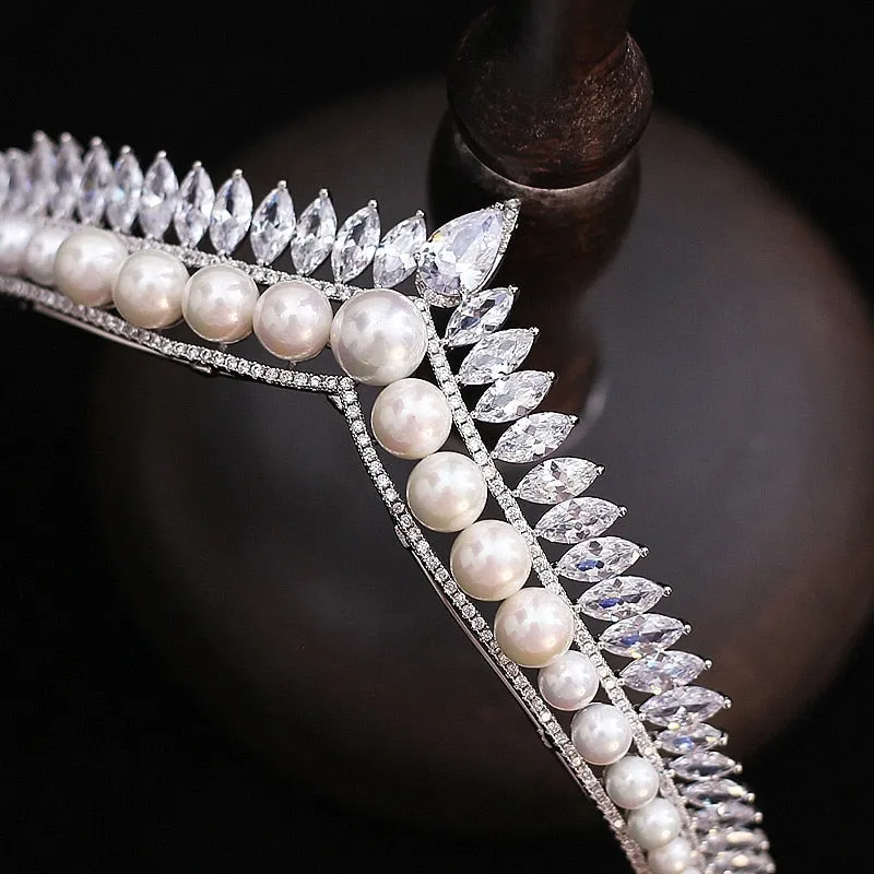 The Royal Bride Crystal and Simulated Pearl Tiara