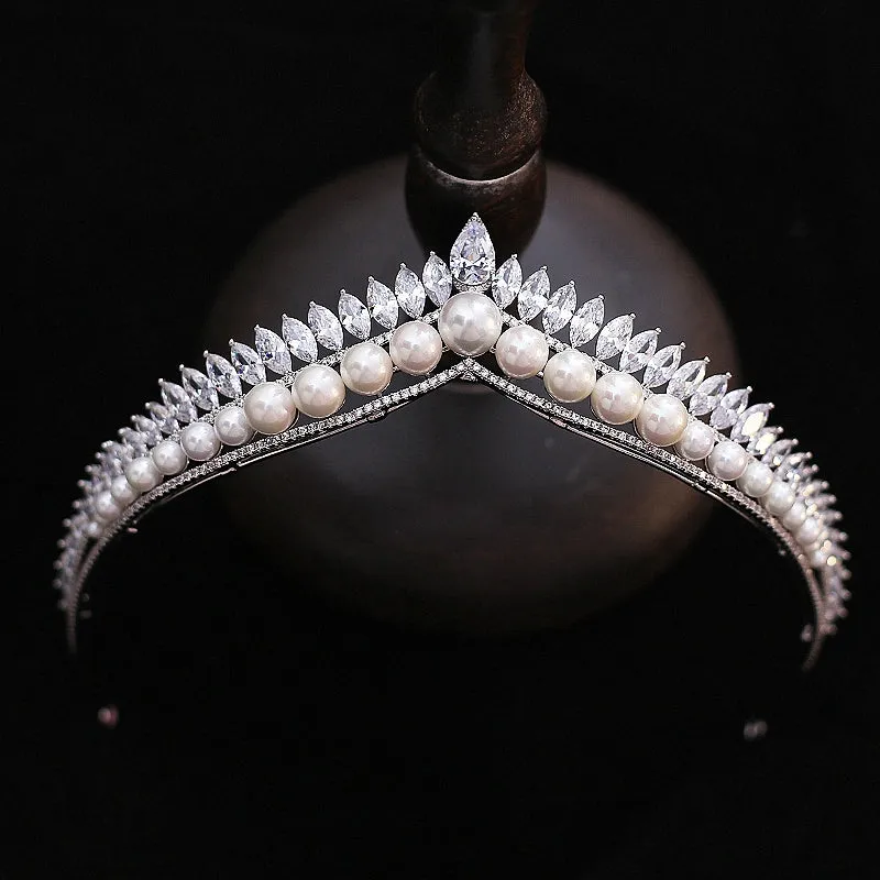 The Royal Bride Crystal and Simulated Pearl Tiara