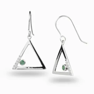 Triangulo: Emerald & Diamond Drop Earrings