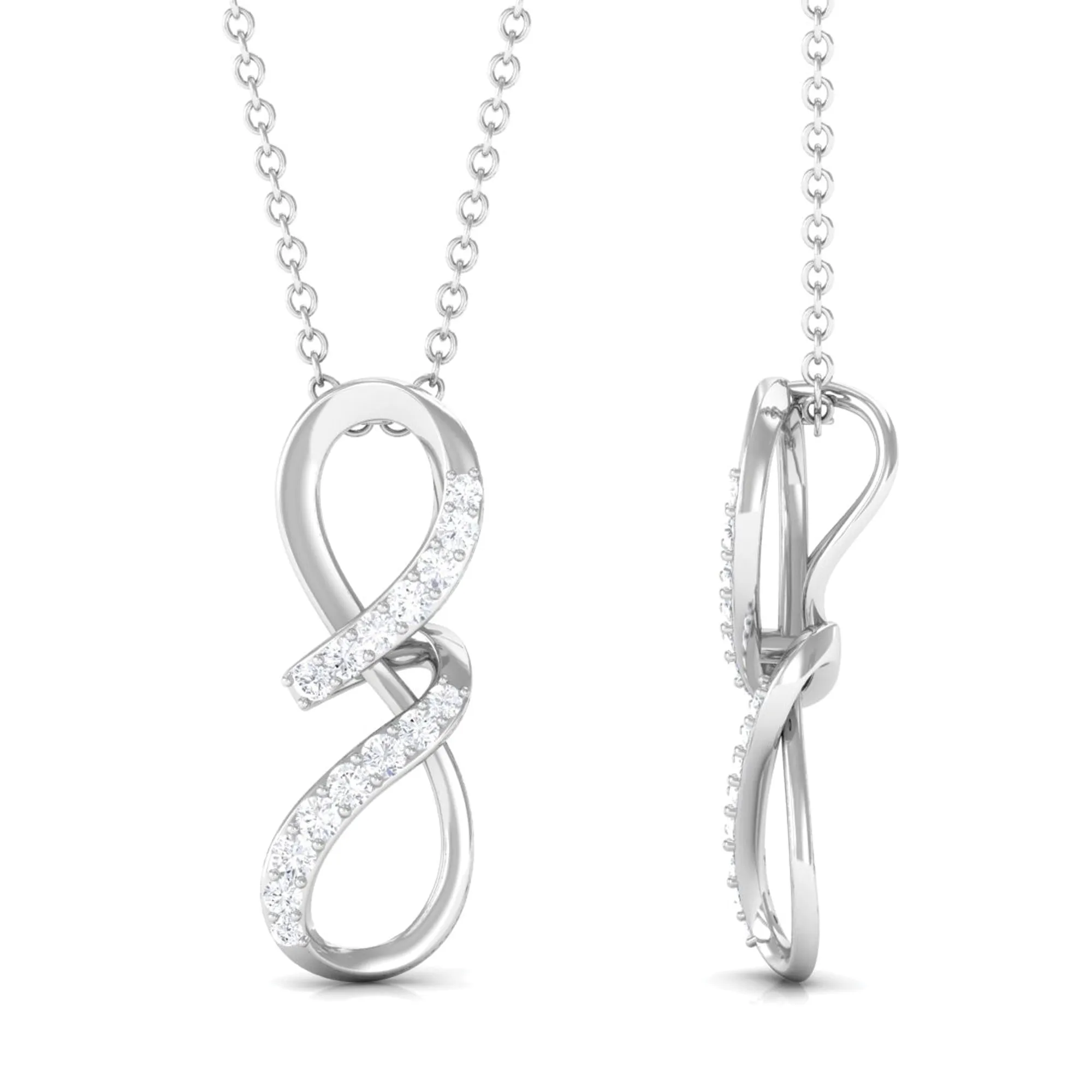 Two Tone Diamond Infinity Twisted Pendant