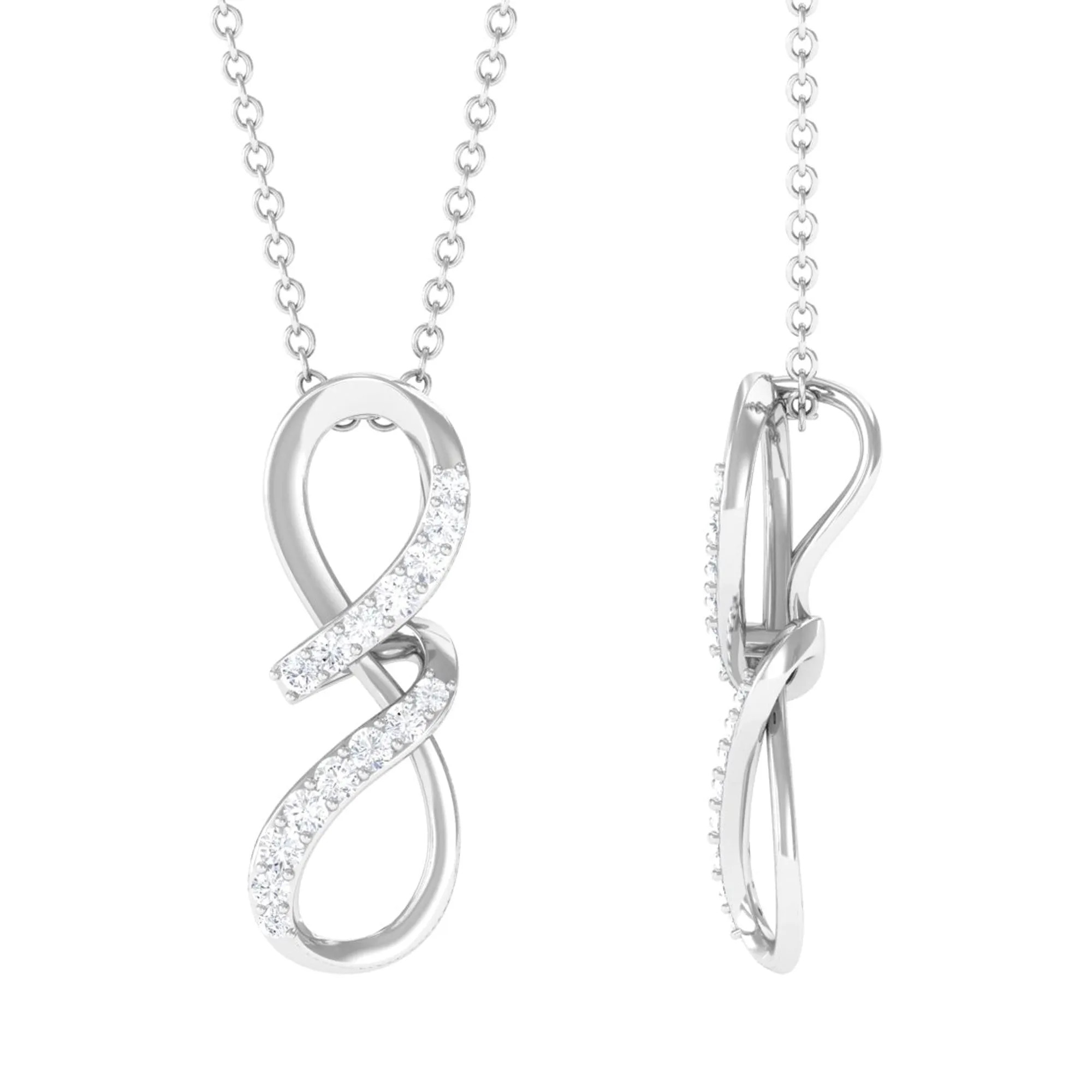 Two Tone Diamond Infinity Twisted Pendant