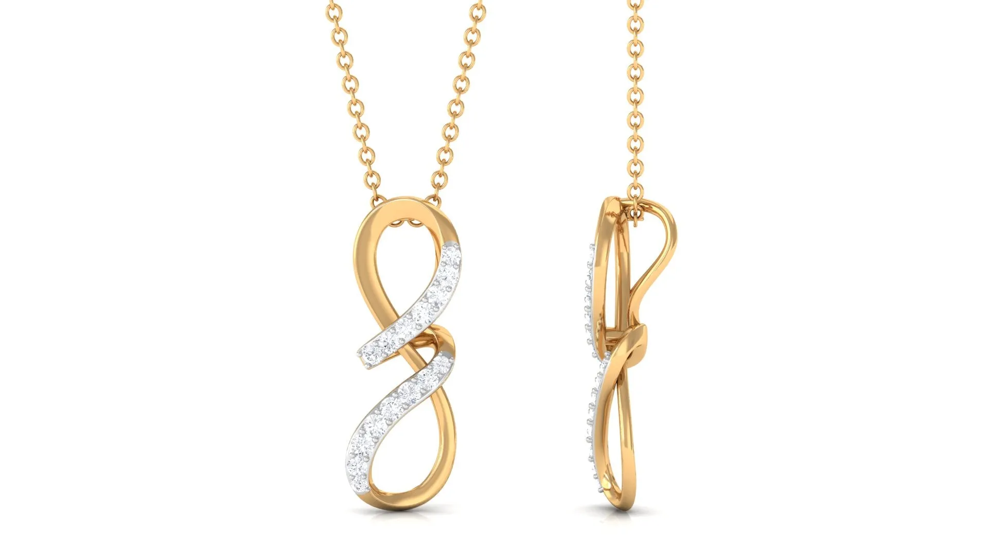 Two Tone Diamond Infinity Twisted Pendant