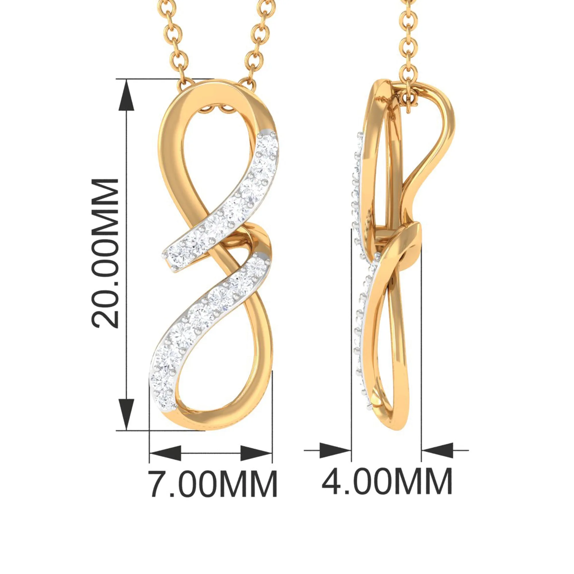 Two Tone Diamond Infinity Twisted Pendant