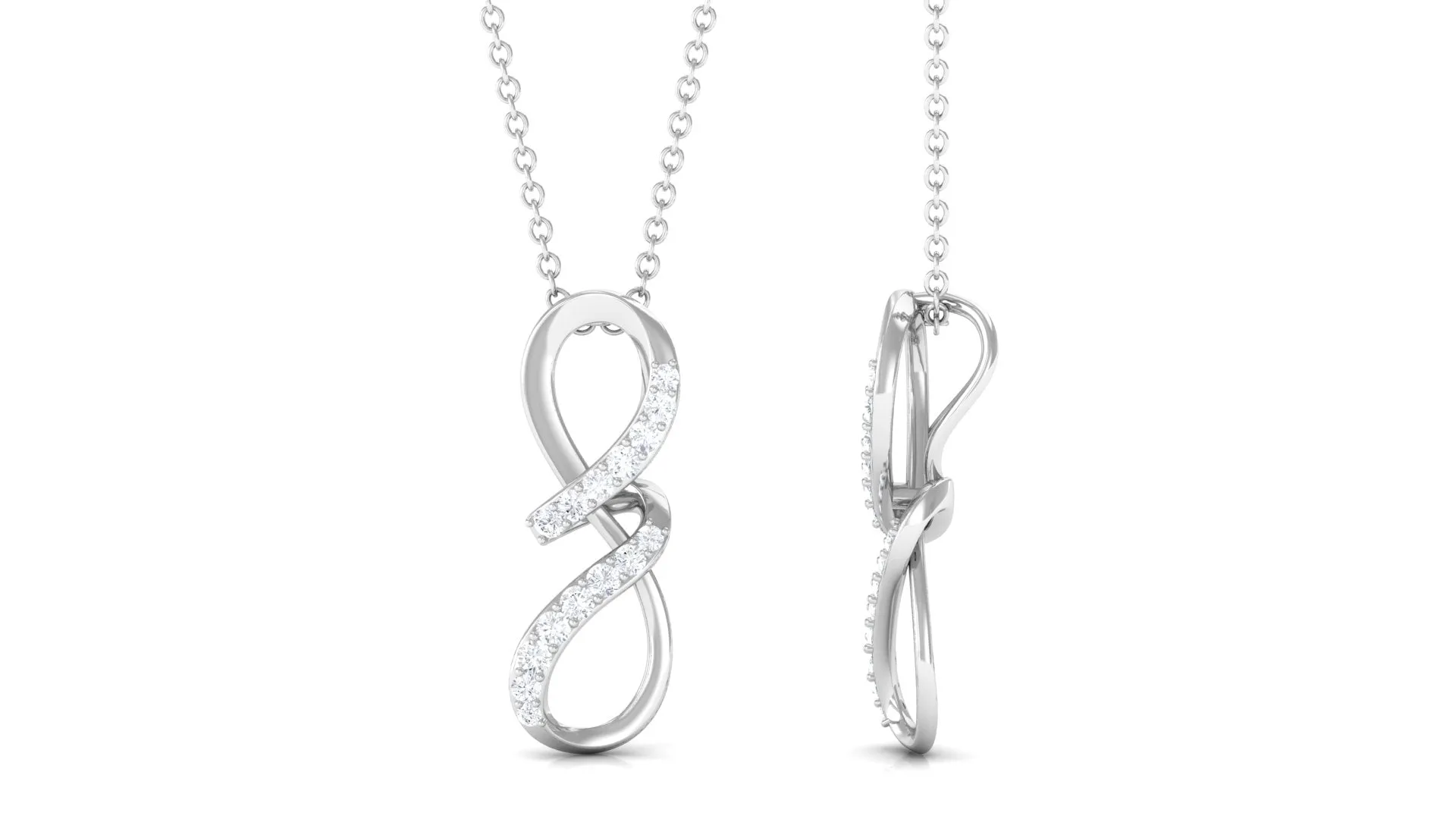 Two Tone Diamond Infinity Twisted Pendant