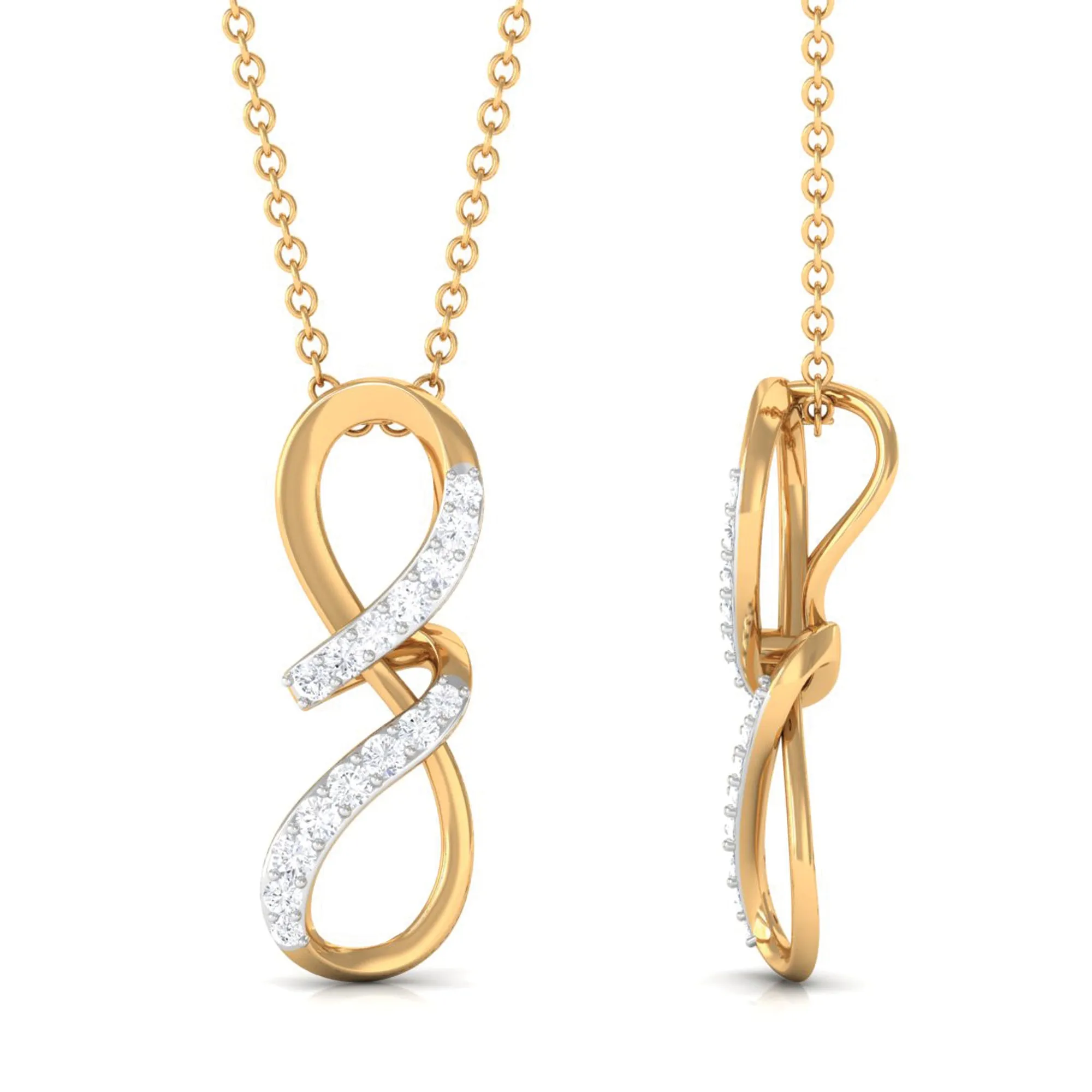 Two Tone Diamond Infinity Twisted Pendant