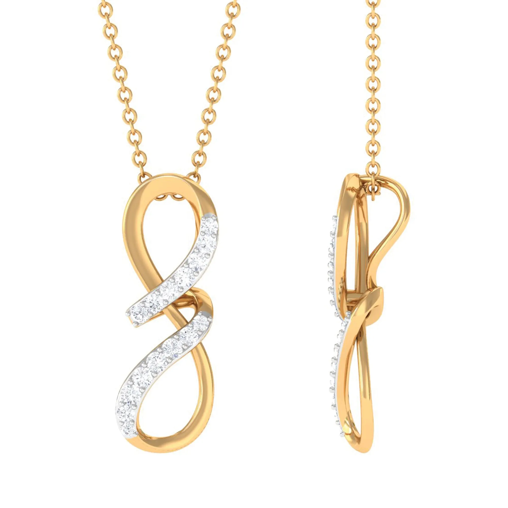 Two Tone Diamond Infinity Twisted Pendant