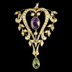 Victorian Suffragette Heart Pendant 15Ct Gold