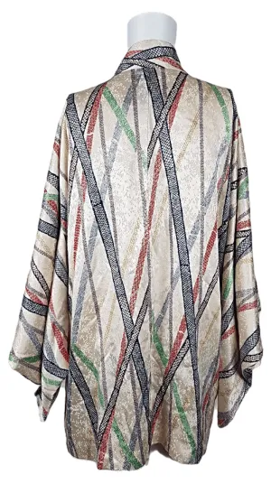 Vintage 50's Cream Multi Color Stripe Japanese Haori / Kimono