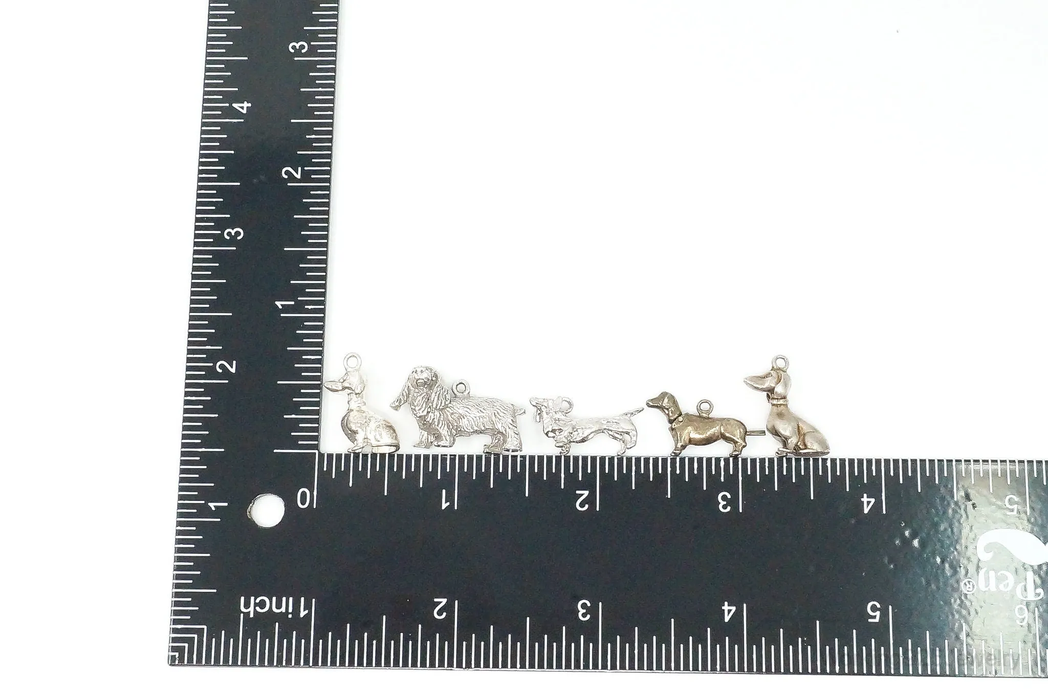 Vintage Antique Dachshund Sterling Silver Charms Lot