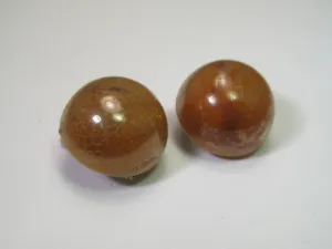 Vintage Domed Amber Stud Clip Earrings, Hong Kong, Resin or Celluloid - Bakelite - 3/4"