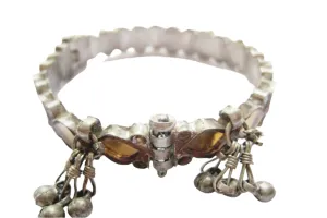 Vintage Kundan Bangle Bracelet with Glass Insets on Gold Foil