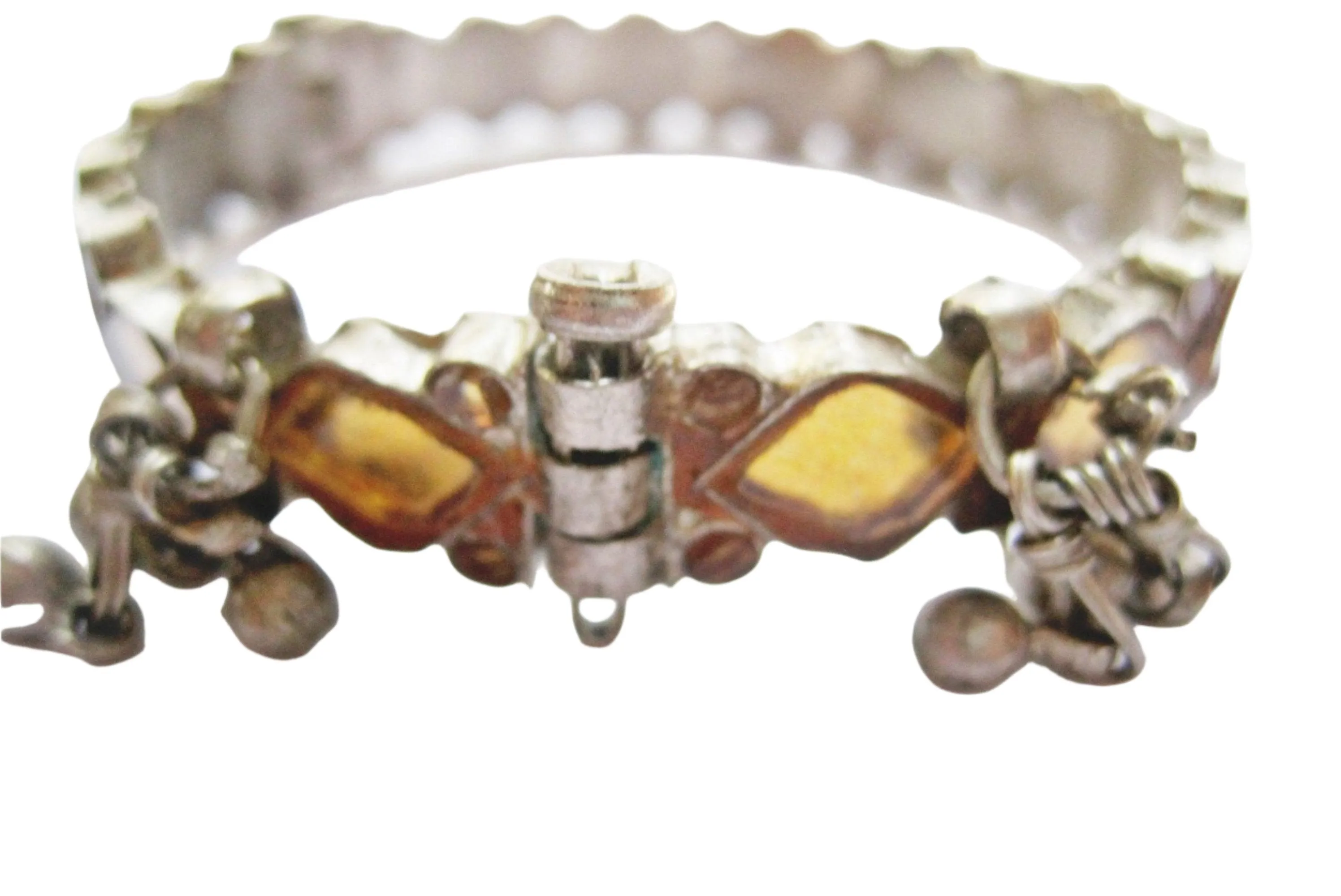 Vintage Kundan Bangle Bracelet with Glass Insets on Gold Foil