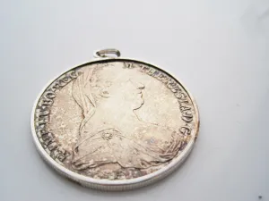 Vintage Silver Maria Theresa Thaler Coin Pendant