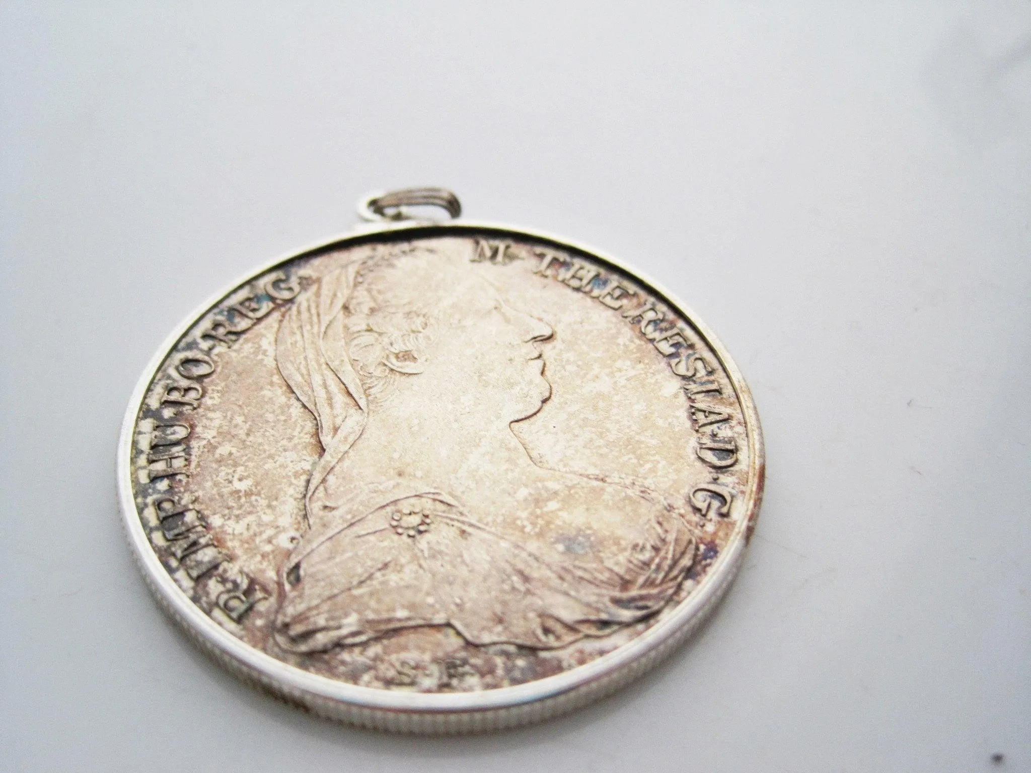 Vintage Silver Maria Theresa Thaler Coin Pendant