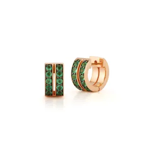 WF CLASSIC 18K AND GREEN EMERALD DOUBLE ROW HUGGIES