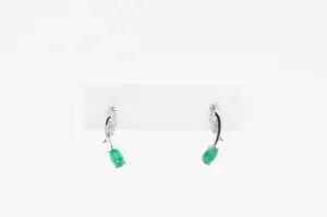 White Gold Emerald and Diamond Earrings