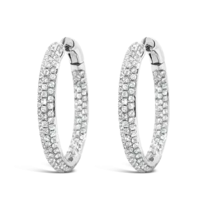 White Sapphire Hoop Earrings
