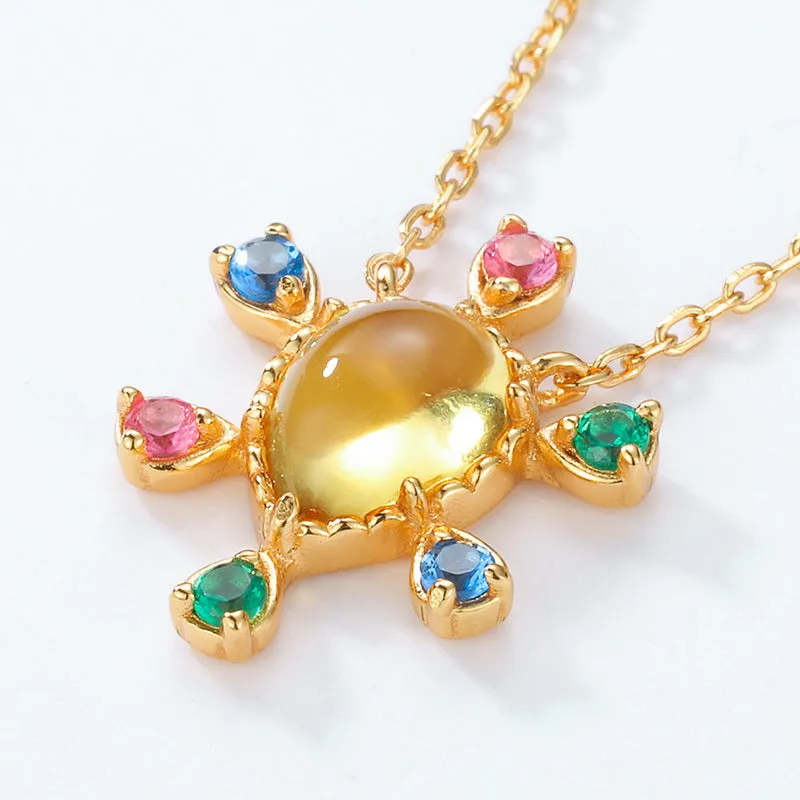 Women's Necklace Citrine Geometric Silver 925 Silver Choker  Gift for Girls
