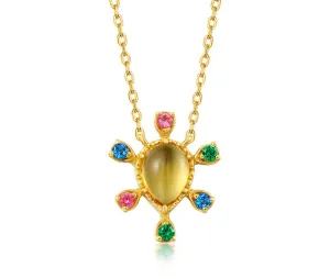 Women's Necklace Citrine Geometric Silver 925 Silver Choker  Gift for Girls