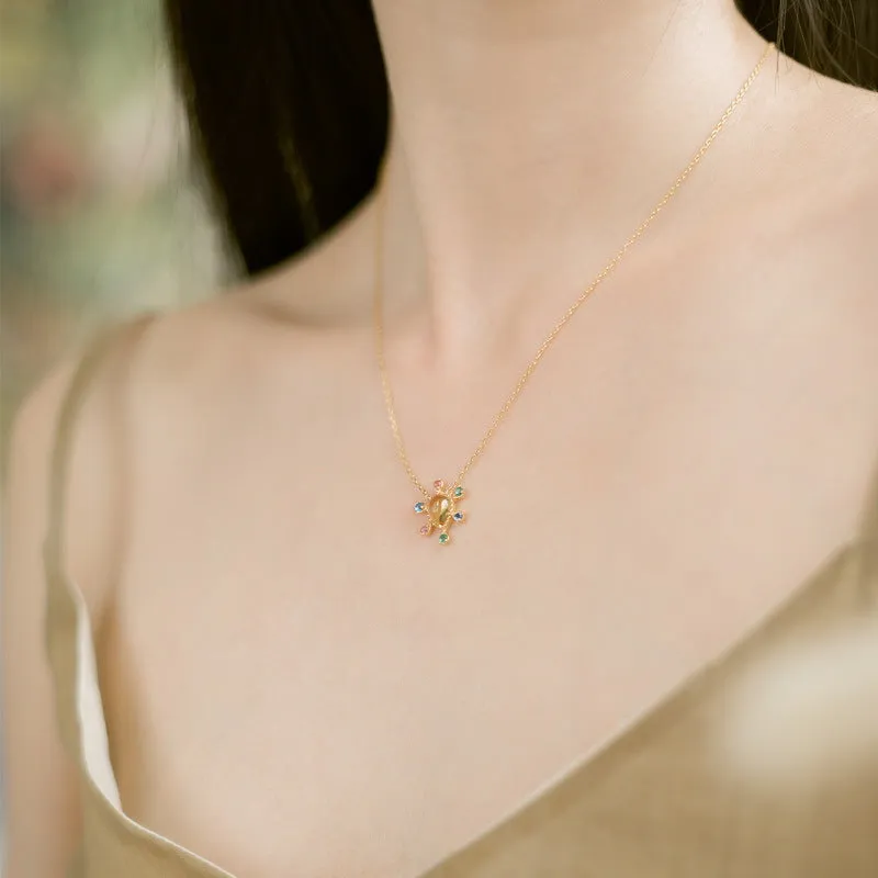 Women's Necklace Citrine Geometric Silver 925 Silver Choker  Gift for Girls