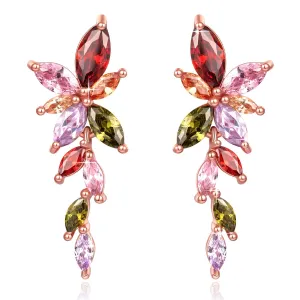 Yellow Chimes Designer Swiss Cubic Zircon Rose Gold Plated Dangling Earrings for Women and Girls