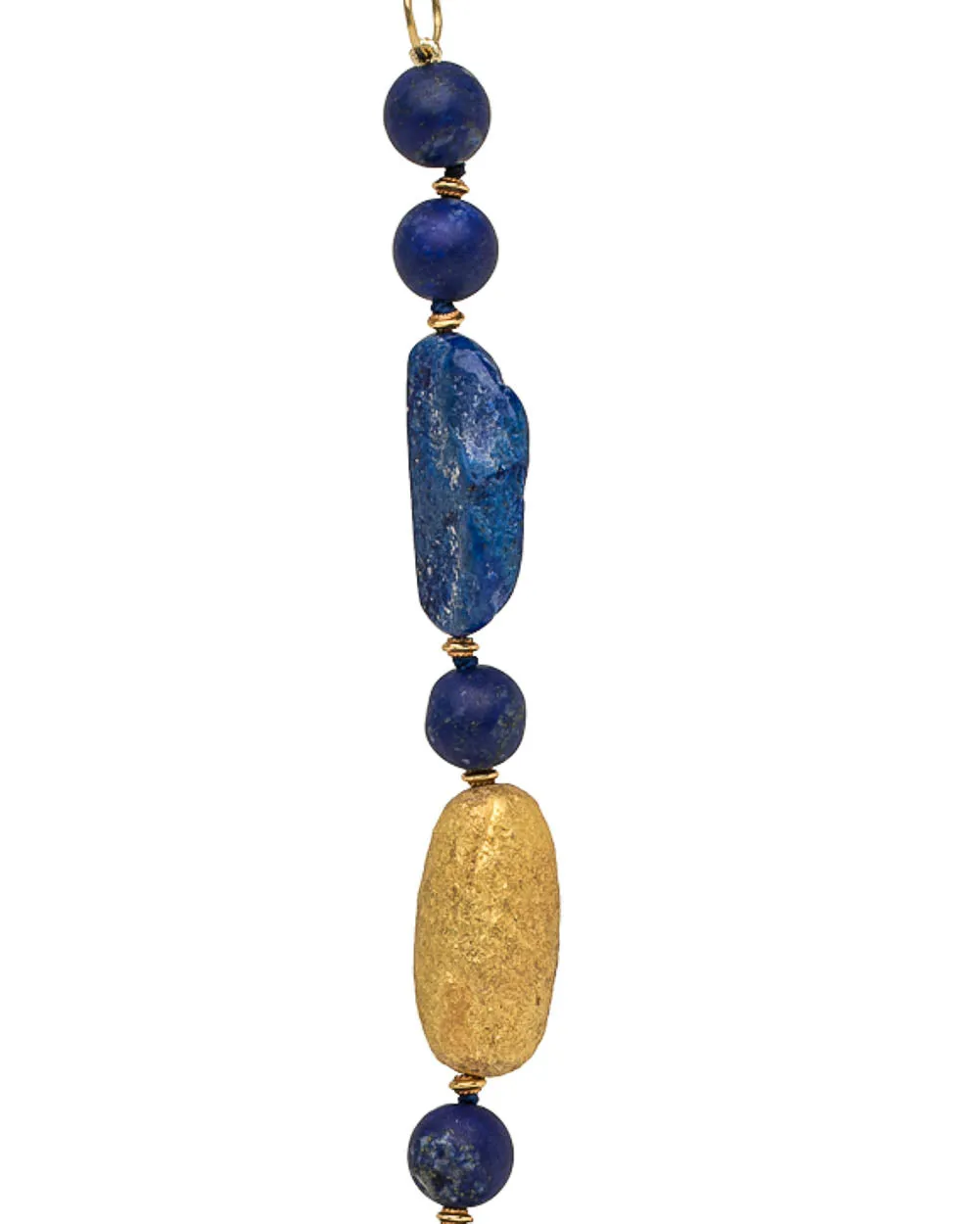 Yellow Gold Lapis Lazuli Beaded Link Necklace