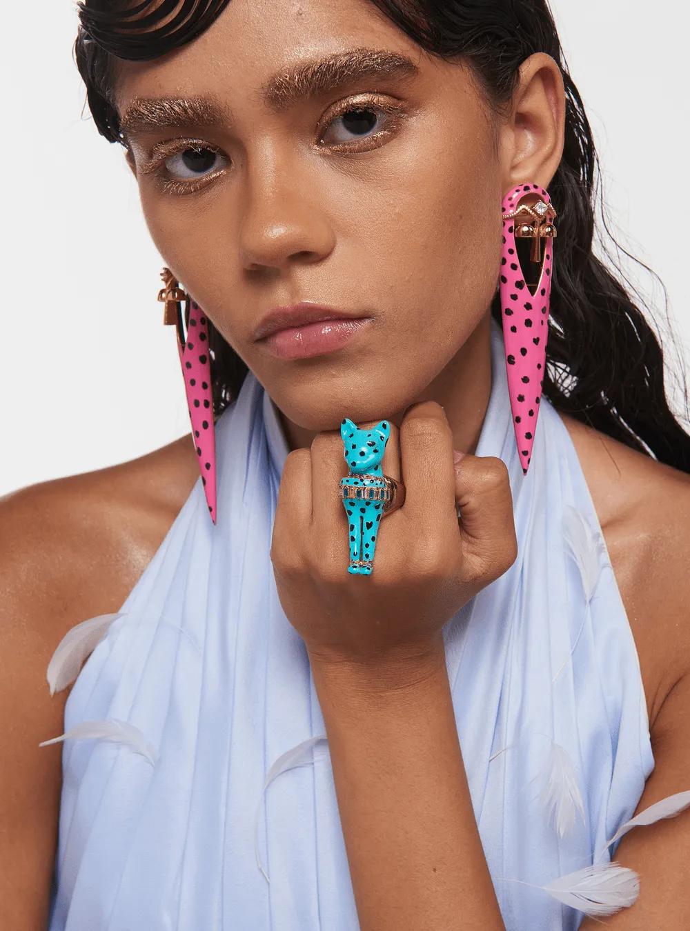 Yogita Bihani Wearing Gavi Spicule Pink Kaybug Earrings
