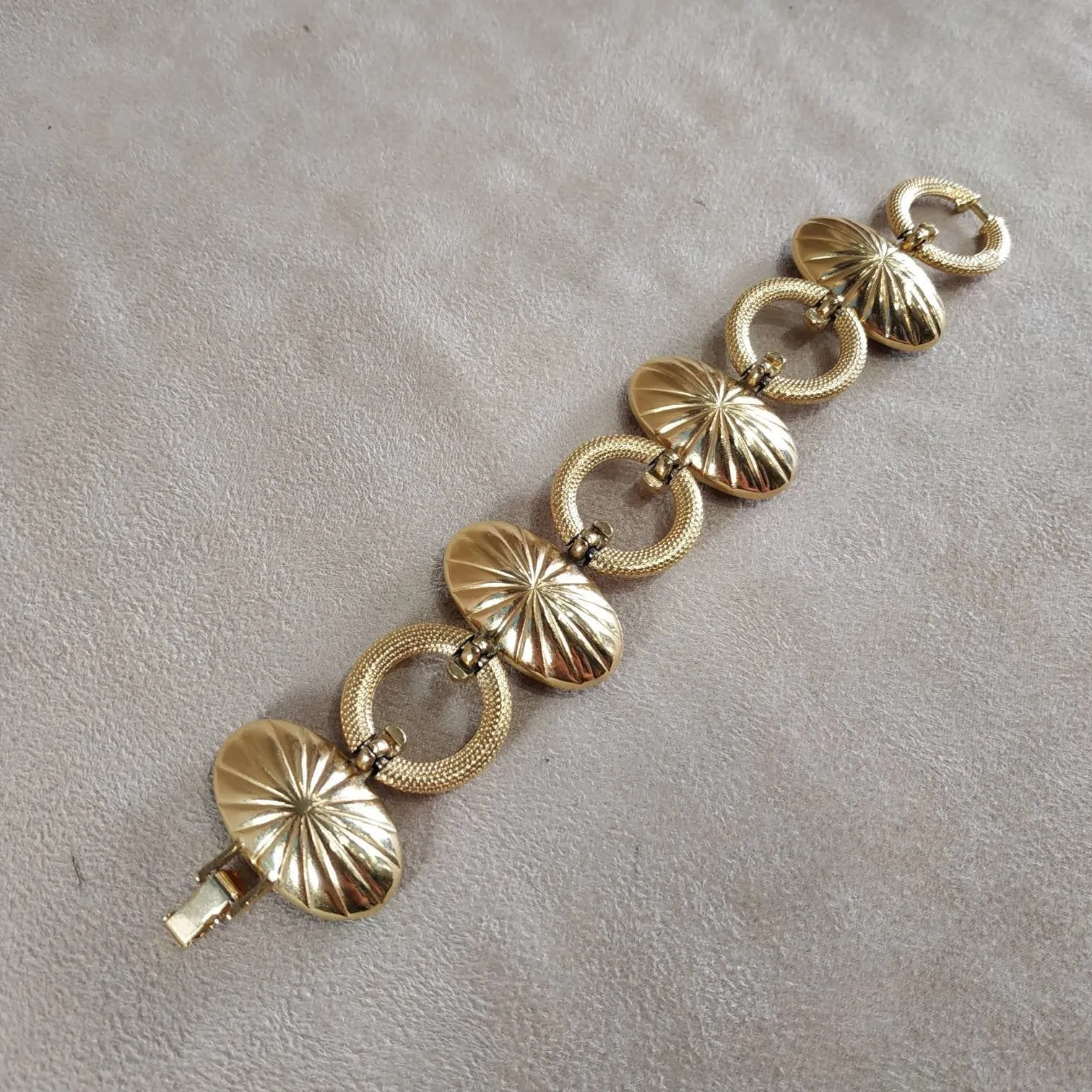 YSL vintage Gold Red Glass Yves Saint Laurent link Bracelet