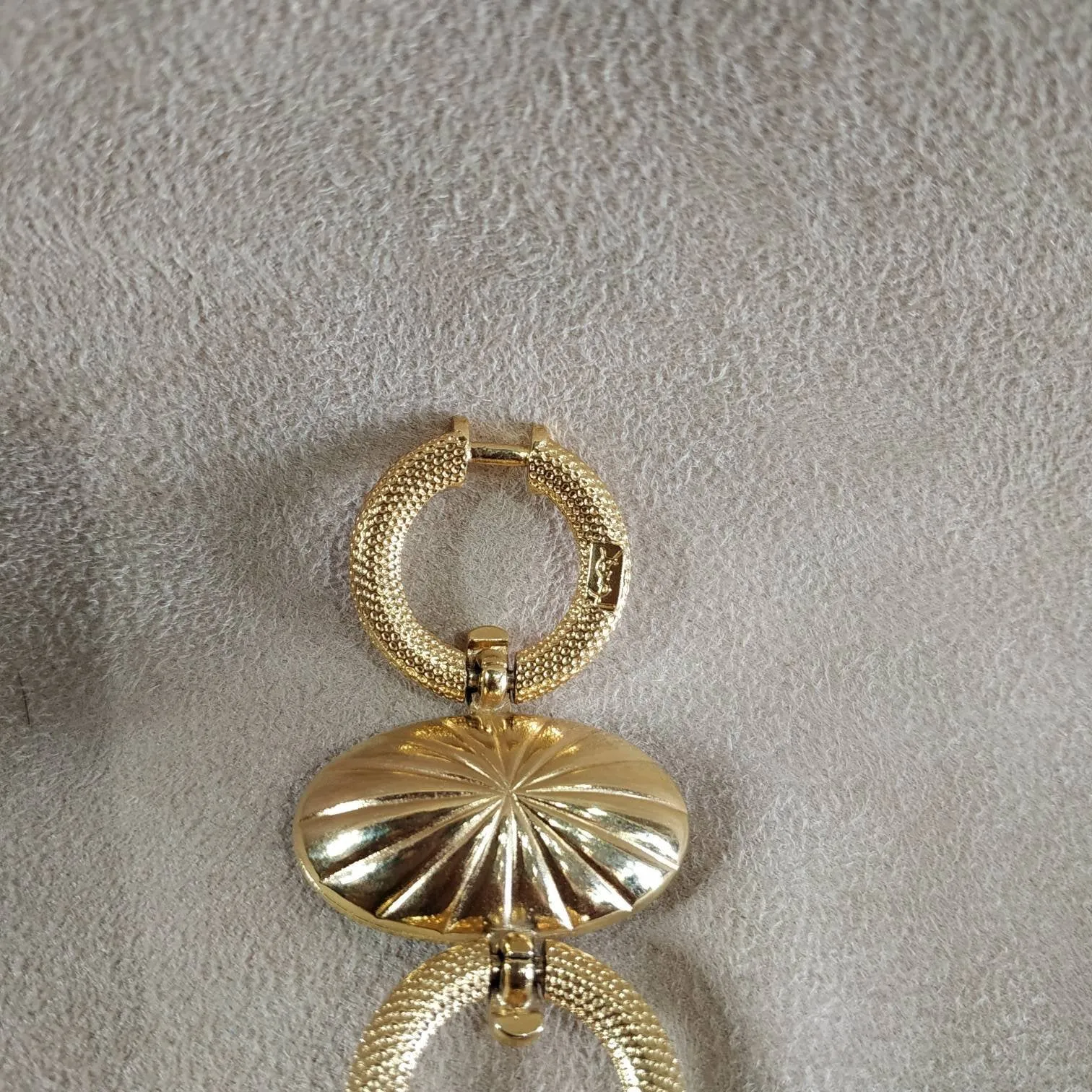 YSL vintage Gold Red Glass Yves Saint Laurent link Bracelet