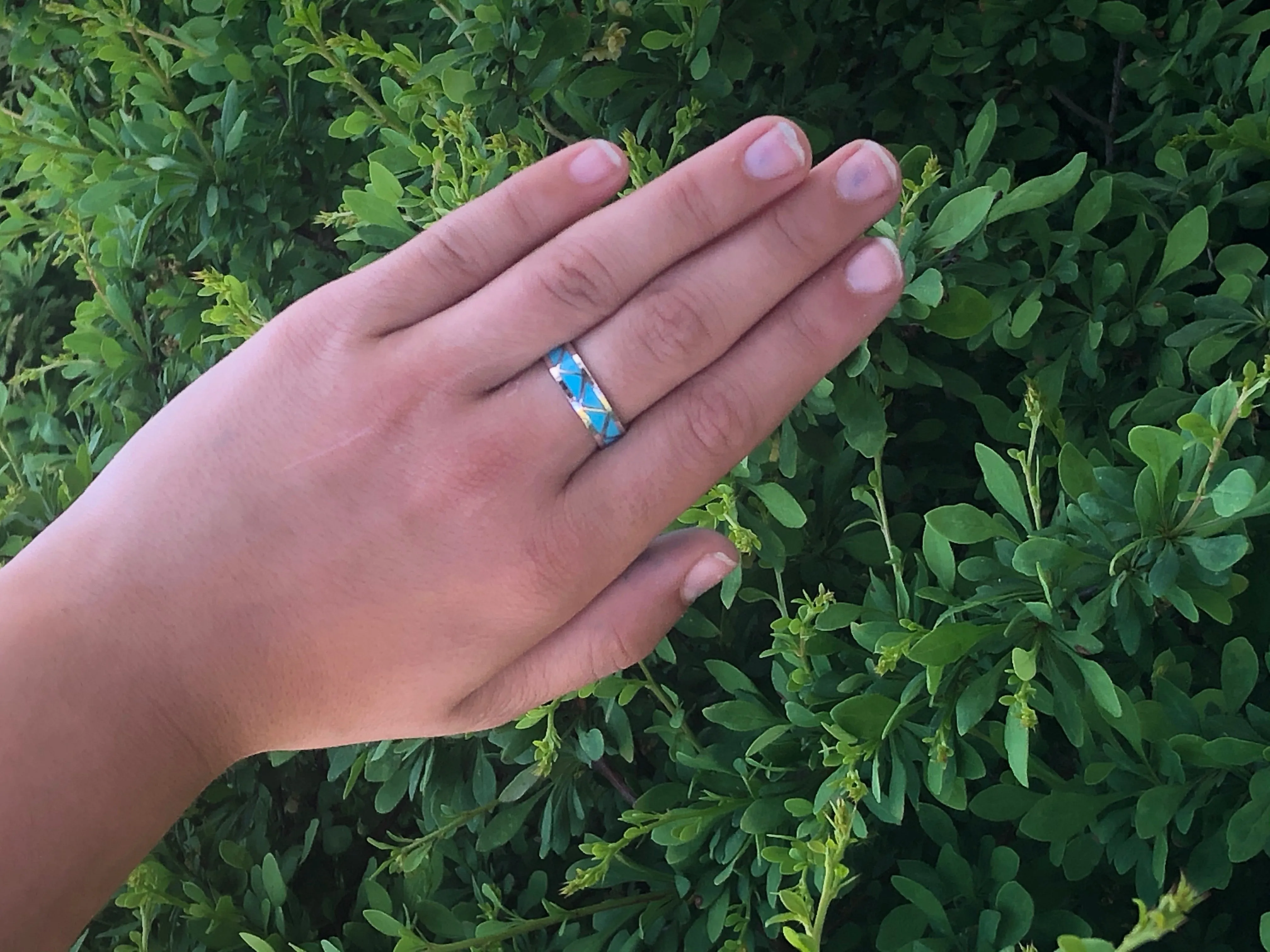 Zigzag Turquoise Navajo inlay ring