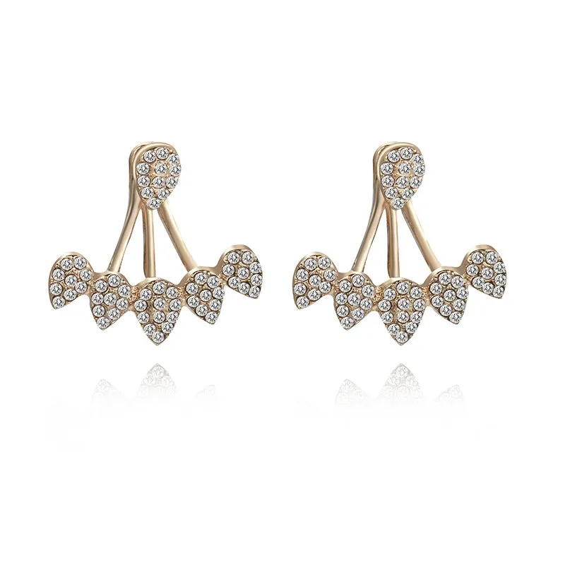 Zircon daisy flower back hanging earrings