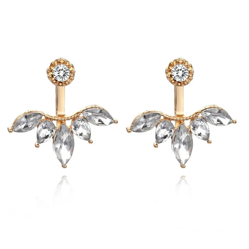 Zircon daisy flower back hanging earrings