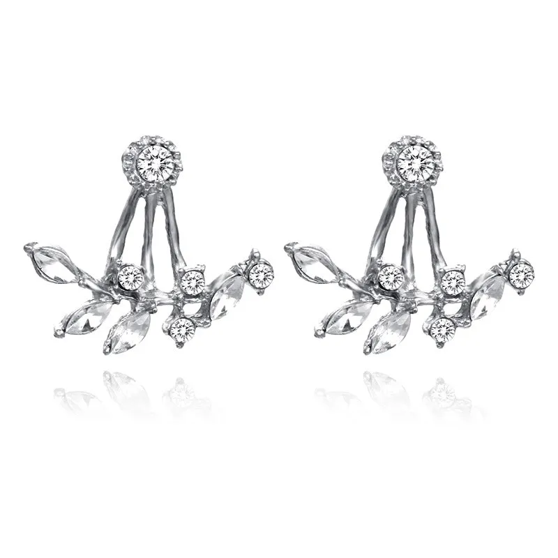 Zircon daisy flower back hanging earrings