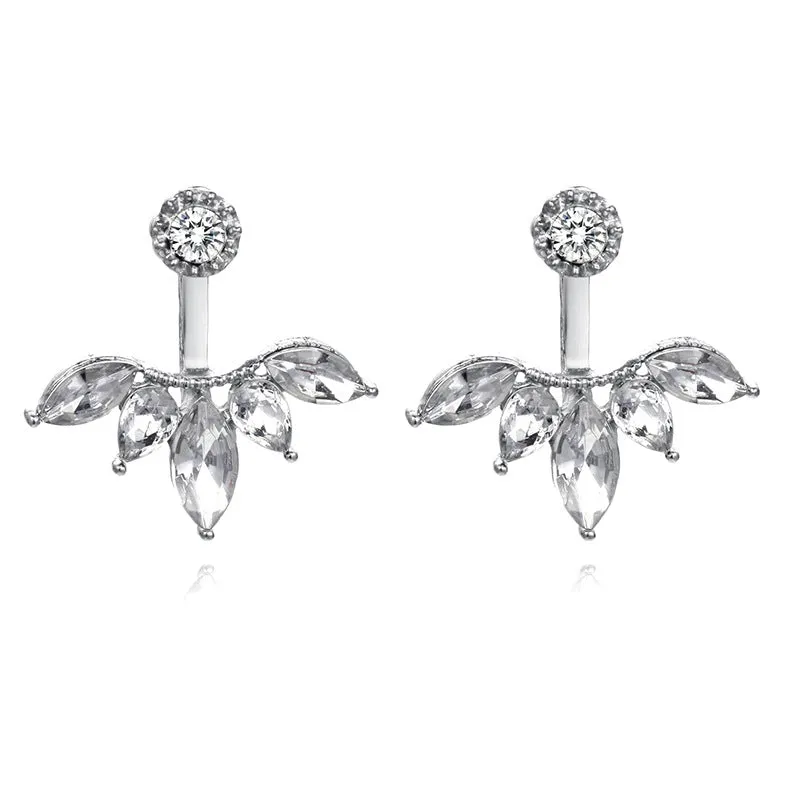 Zircon daisy flower back hanging earrings