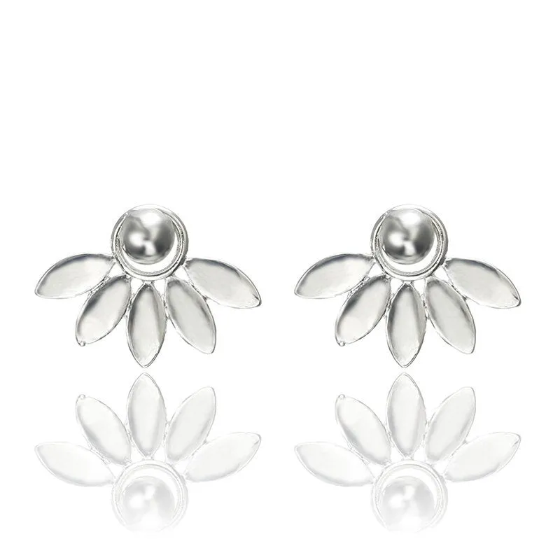 Zircon daisy flower back hanging earrings