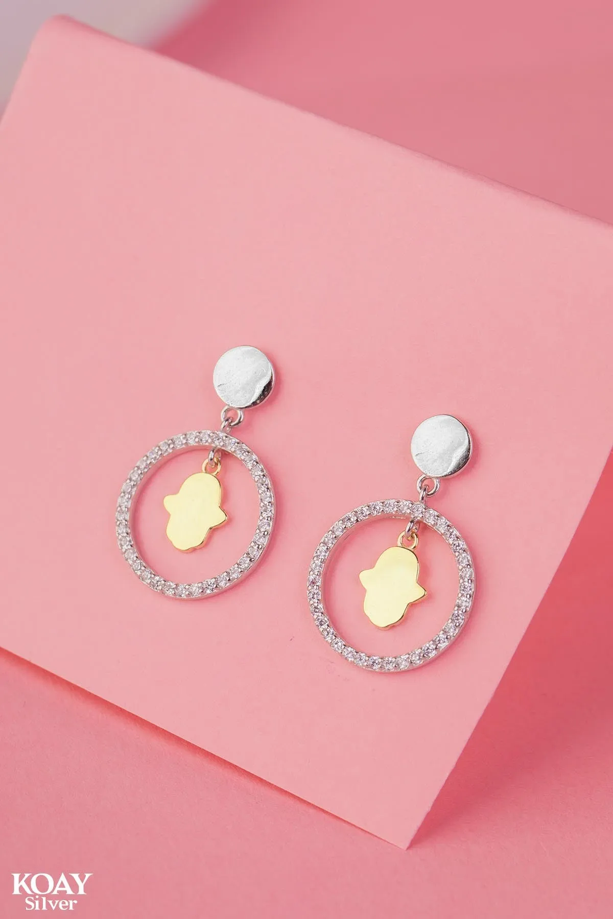 Zircon Hand Gold Plated Earring
