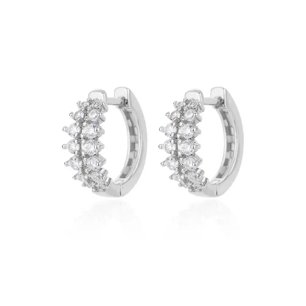 Zircon Round Hoop Earrings for Women Stainless Steel Round Circle Heart Evil Blue Earring Female Fashion Party Jewelry Gift BFF