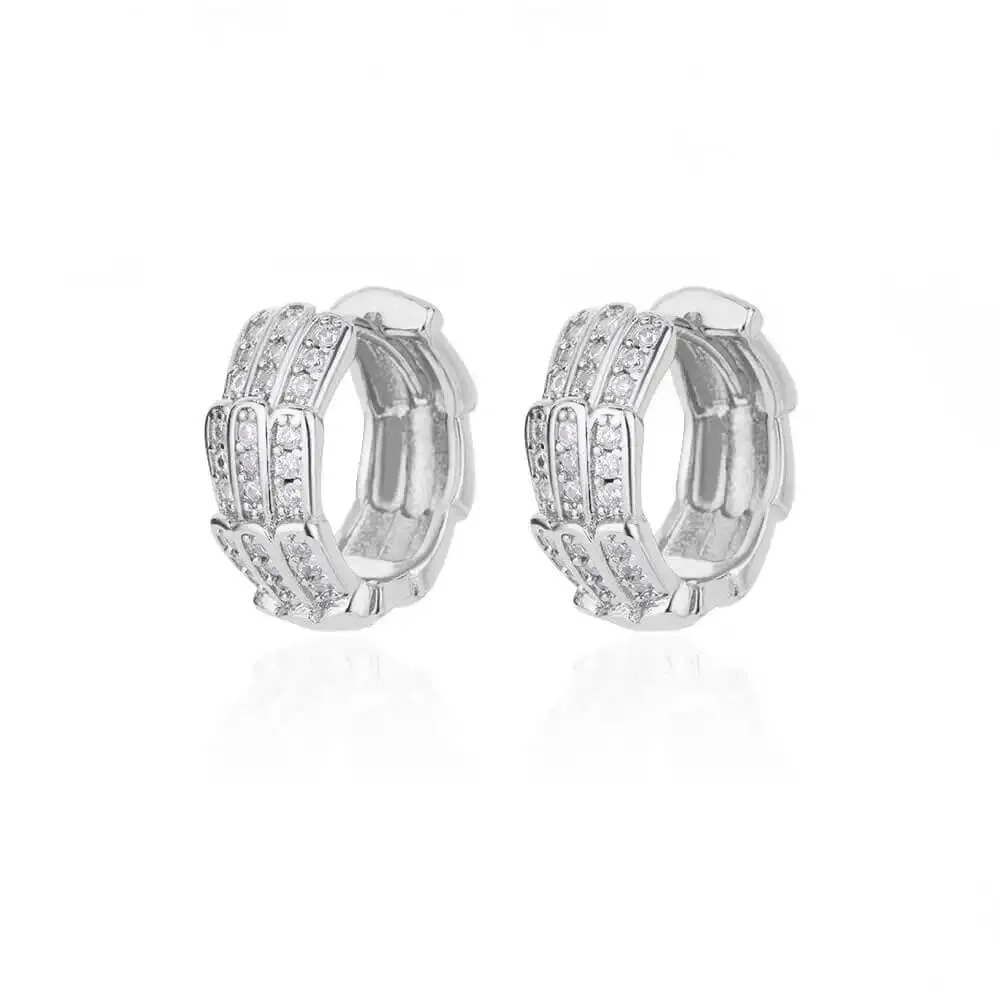 Zircon Round Hoop Earrings for Women Stainless Steel Round Circle Heart Evil Blue Earring Female Fashion Party Jewelry Gift BFF