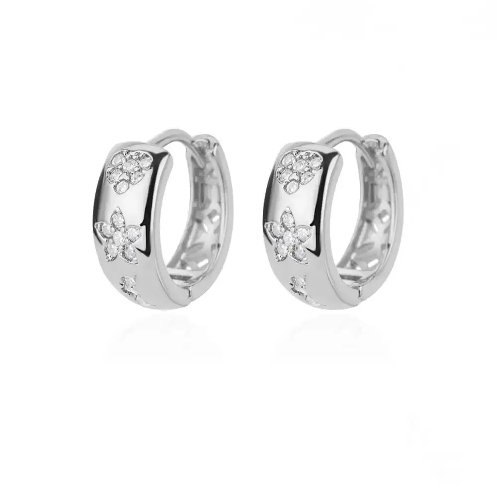 Zircon Round Hoop Earrings for Women Stainless Steel Round Circle Heart Evil Blue Earring Female Fashion Party Jewelry Gift BFF