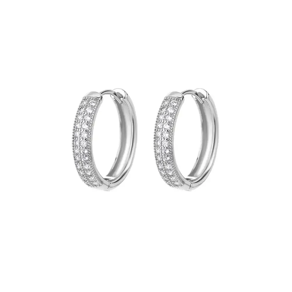 Zircon Round Hoop Earrings for Women Stainless Steel Round Circle Heart Evil Blue Earring Female Fashion Party Jewelry Gift BFF