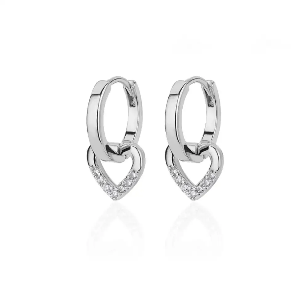 Zircon Round Hoop Earrings for Women Stainless Steel Round Circle Heart Evil Blue Earring Female Fashion Party Jewelry Gift BFF