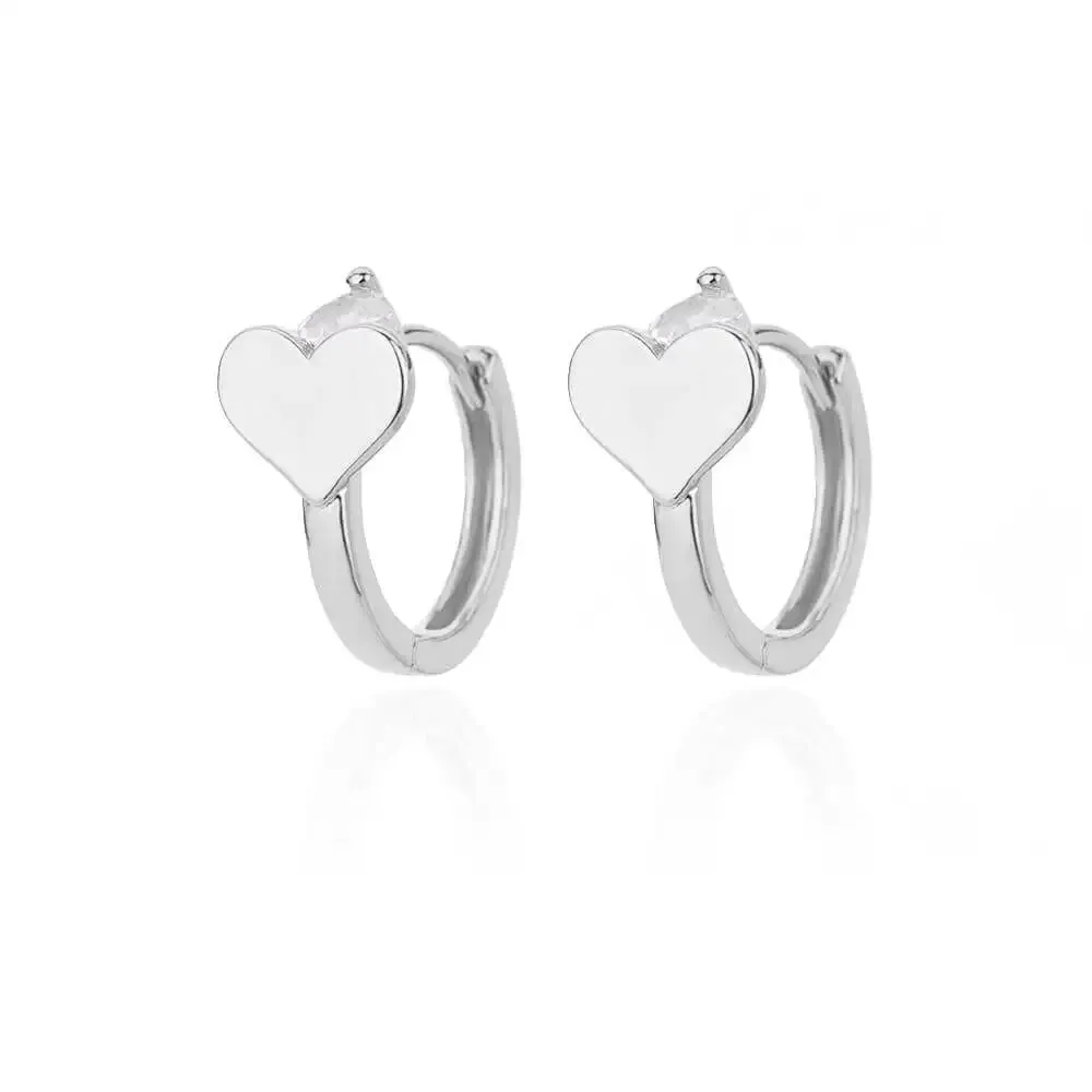 Zircon Round Hoop Earrings for Women Stainless Steel Round Circle Heart Evil Blue Earring Female Fashion Party Jewelry Gift BFF