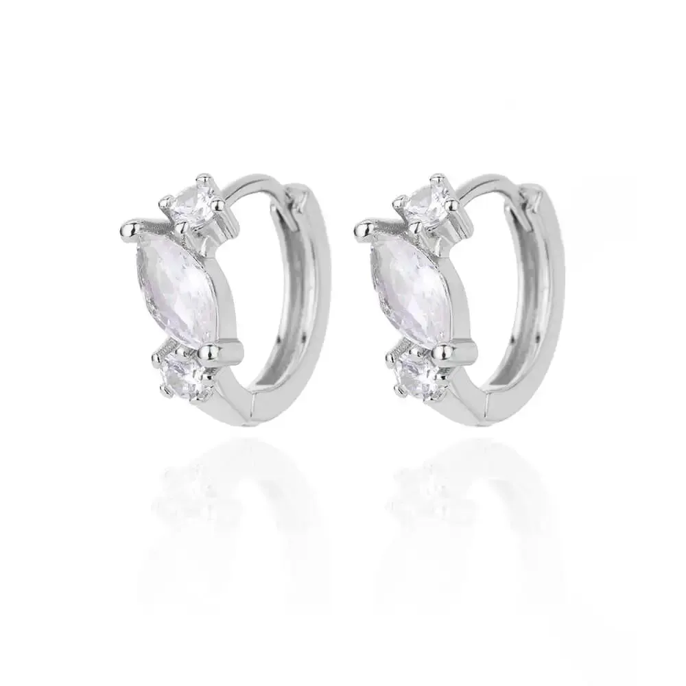 Zircon Round Hoop Earrings for Women Stainless Steel Round Circle Heart Evil Blue Earring Female Fashion Party Jewelry Gift BFF